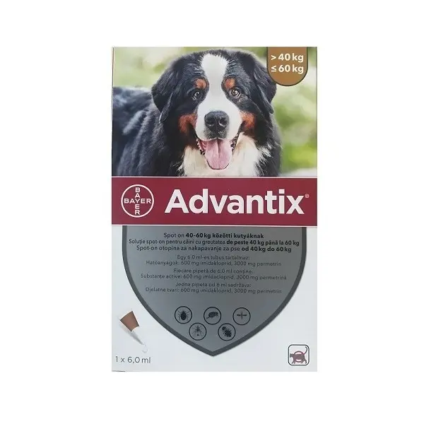 Advantix solutie antiparazitara pentru caini intre 40-60 kg, 1 pipeta
