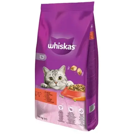 Hrana uscata pentru pisici Whiskas cu vita 14 kg