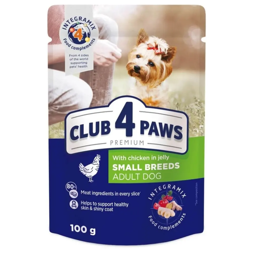 Hrana umeda premium caini, Club 4 Paws Adult Mini, Pui, 100 g