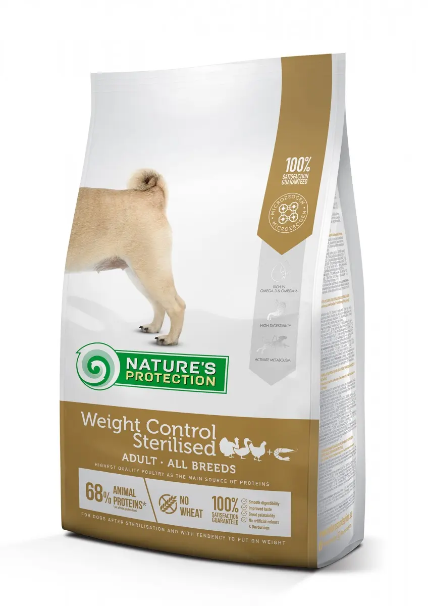 Nature's Protection Dog Adult Weight Control Sterilised, pui, hrana uscata pentru caini adulti sterilizati cu tendinta de ingrasare, 12 kg