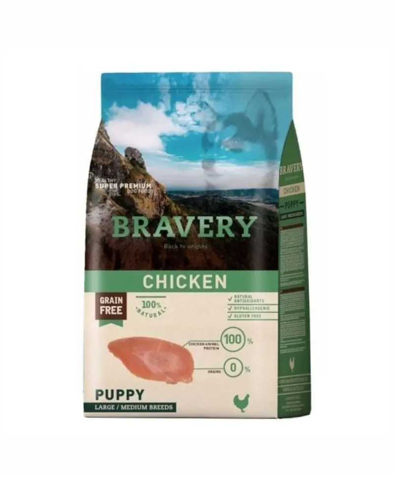 Hrana Uscata Caini, Bravery Dog, Large-Medium Puppy, Pui, 12 kg