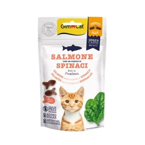 Recompense pisici adulte, GimCat Crunchy, Somon si Spanac, 50 g