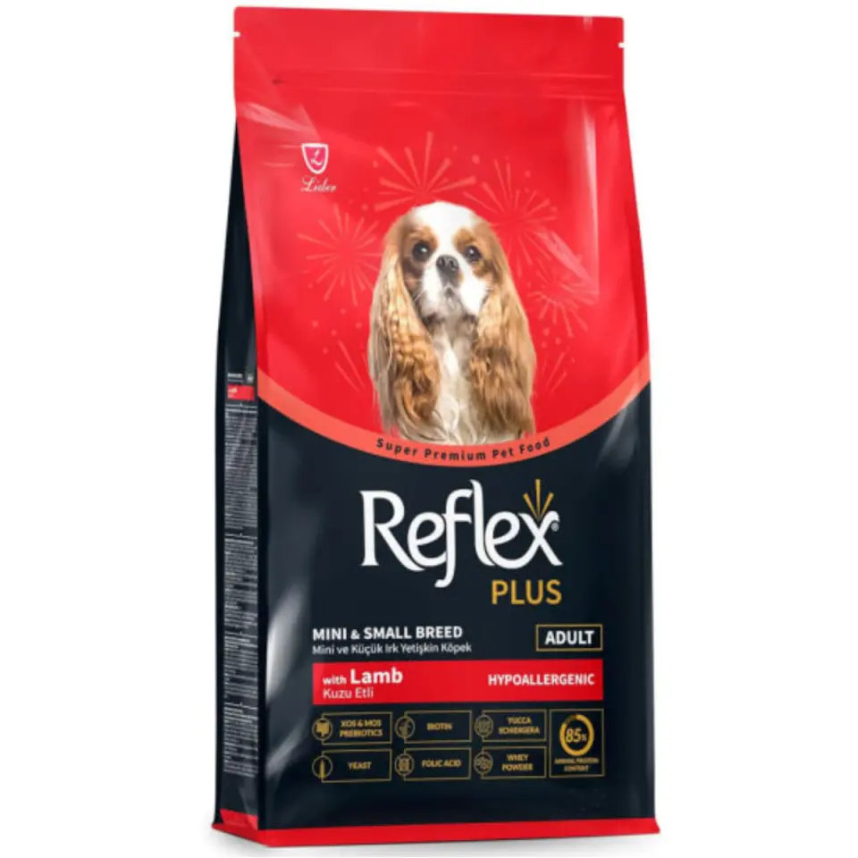 REFLEX Plus Mini & Small Breed, XS-S, Miel, hrană uscată câini, 8kg