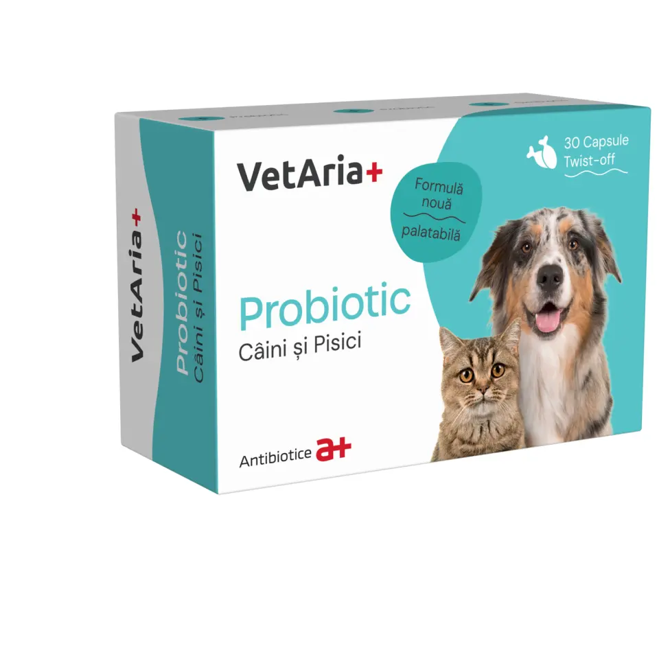 Probiotice pentru caini si pisici VetAria Probiotic, 30 capsule