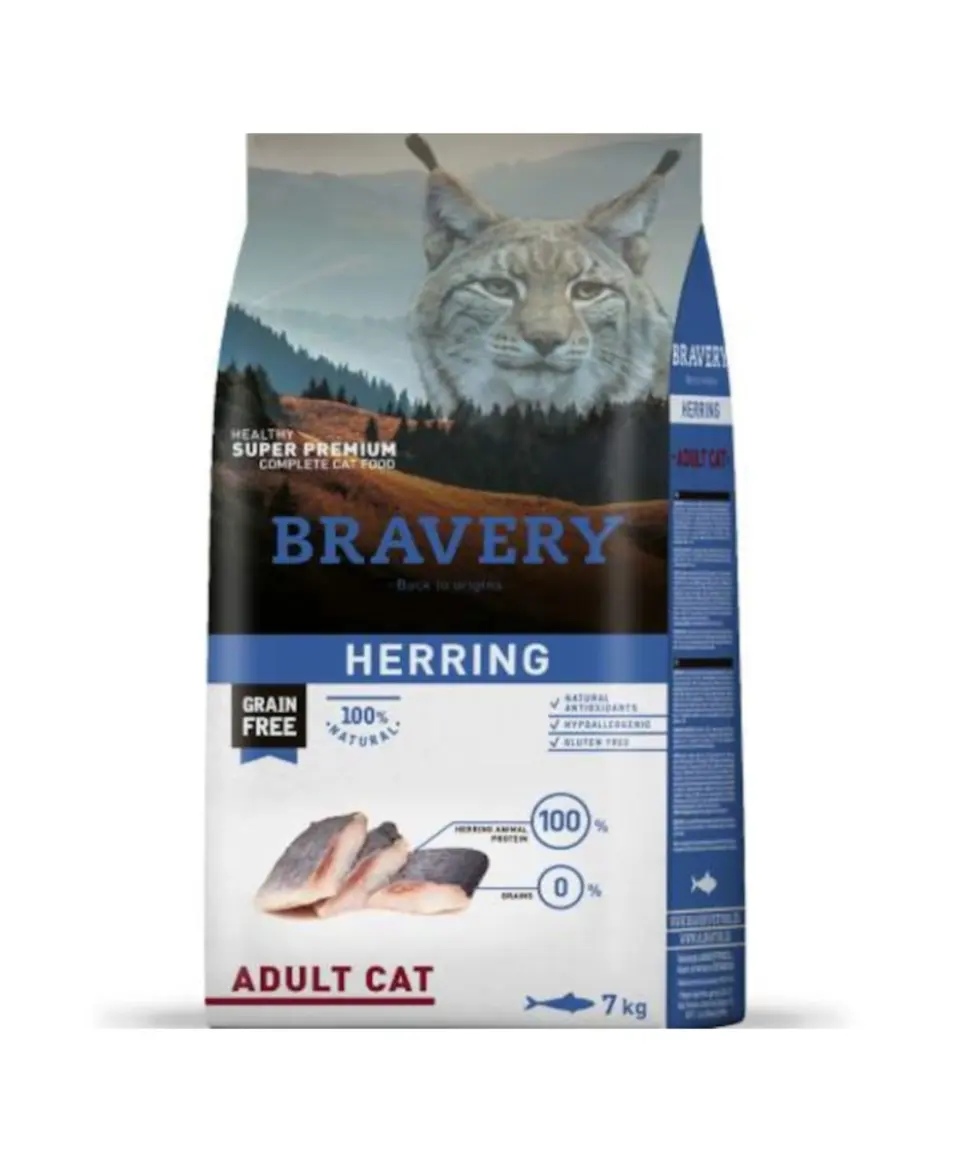 Hrana Uscata Pisici, Bravery Adult Cat, Hering, 7 kg