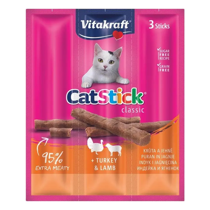 Recompense Pisici Vitakraft CatStick Mini Curcan si Miel, 3 x 18 g