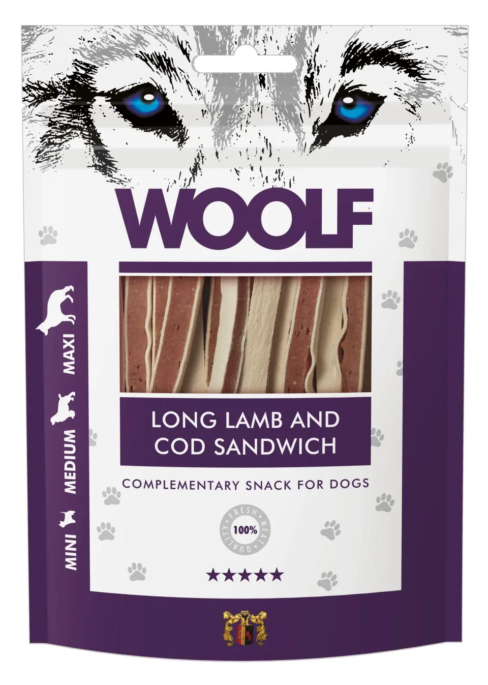 WOOLF DOG SNACKS Long Lamb and Cod Sandwich 100g