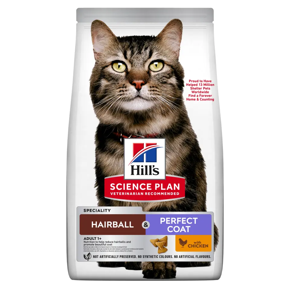 Hrana uscata pisici, Hill's Science Plan Feline Hairball and Perfect Coat, Chicken, 1.5 kg
