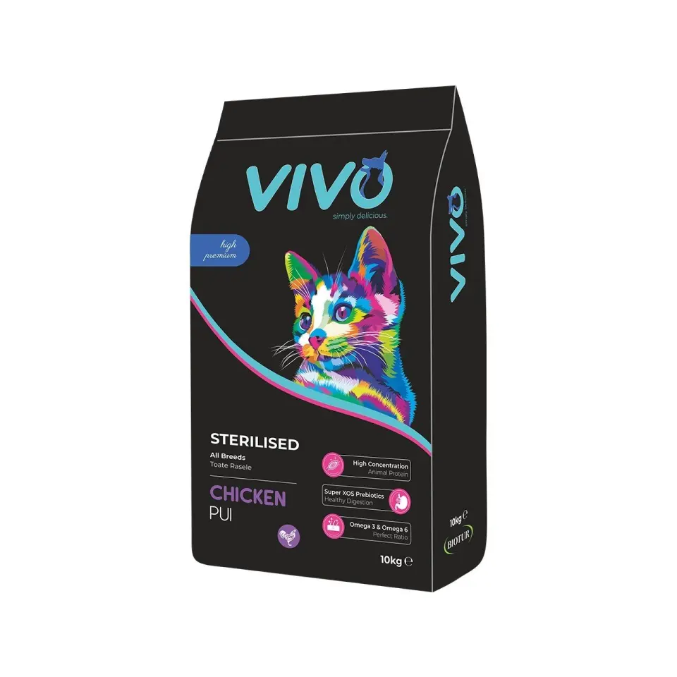 Hrana Uscata Super Premium, VIVO, Pisici Adulte Sterilizate, Pui, 10 kg