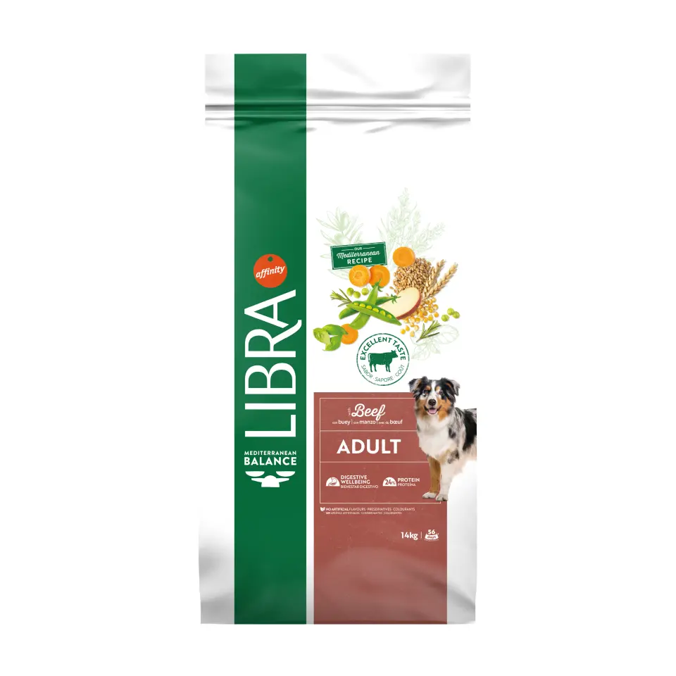 Hrana Uscata Caini Adulti, Libra Dog Adult Medium-Maxi, Vita, 14 kg
