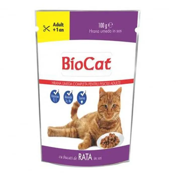 Hrana umeda pentru pisici Biocat cu rata 100 gr