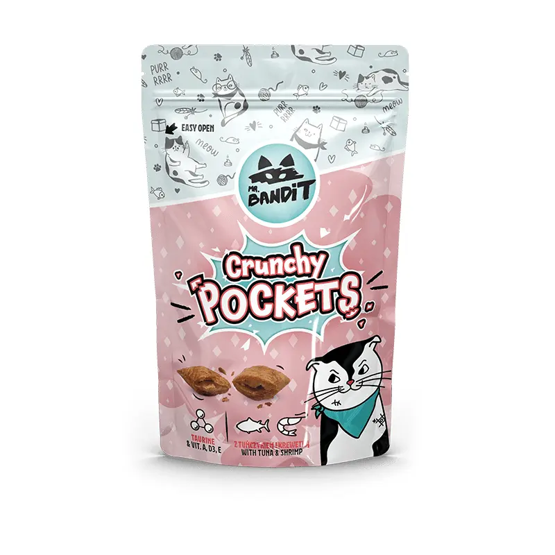 Recompense pentru pisici Mr. Bandit CAT Crunchy Pockets, ton si creveti, 40 g