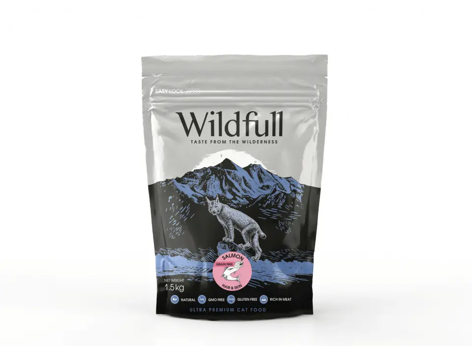 Wildfull Cat Hair & Skin - Hrana uscata ultra-premium - Somon, Pachet 2 X 1.5 kg