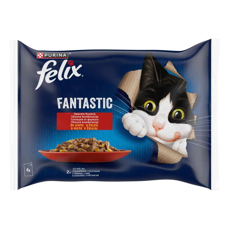 Felix Fantastic Pui, Vita, Iepure, Miel in Aspic Multipack 12 x 85 g