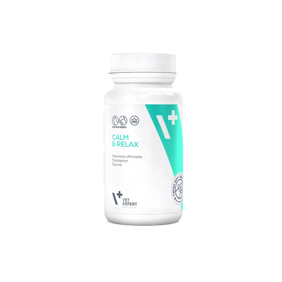 Supliment pentru combaterea stresului si anxietatii la caini si pisici Vet Expert Calm & Relax Twist-Off, 30 capsule