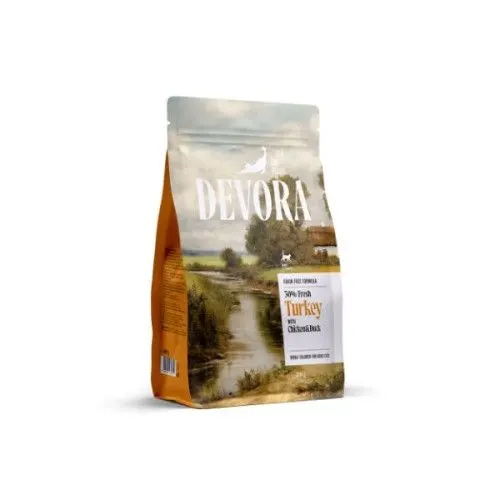 Hrana uscata pisici, Devora Cat Adult Grain Free, Curcan, Pui & Rata, 400 g