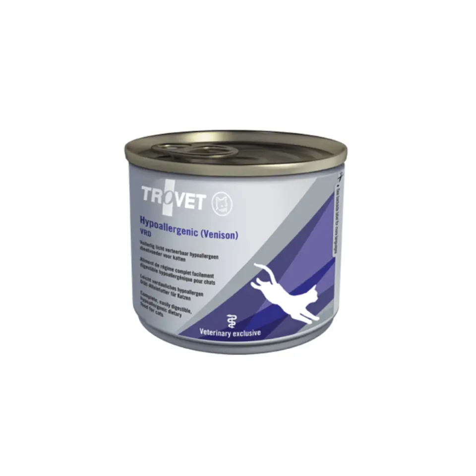 TROVET Hypoallergenic VRD, Căprioară, dietă veterinară, conservă hrană umedă monoproteică pisici, alergii, (pate), 200g