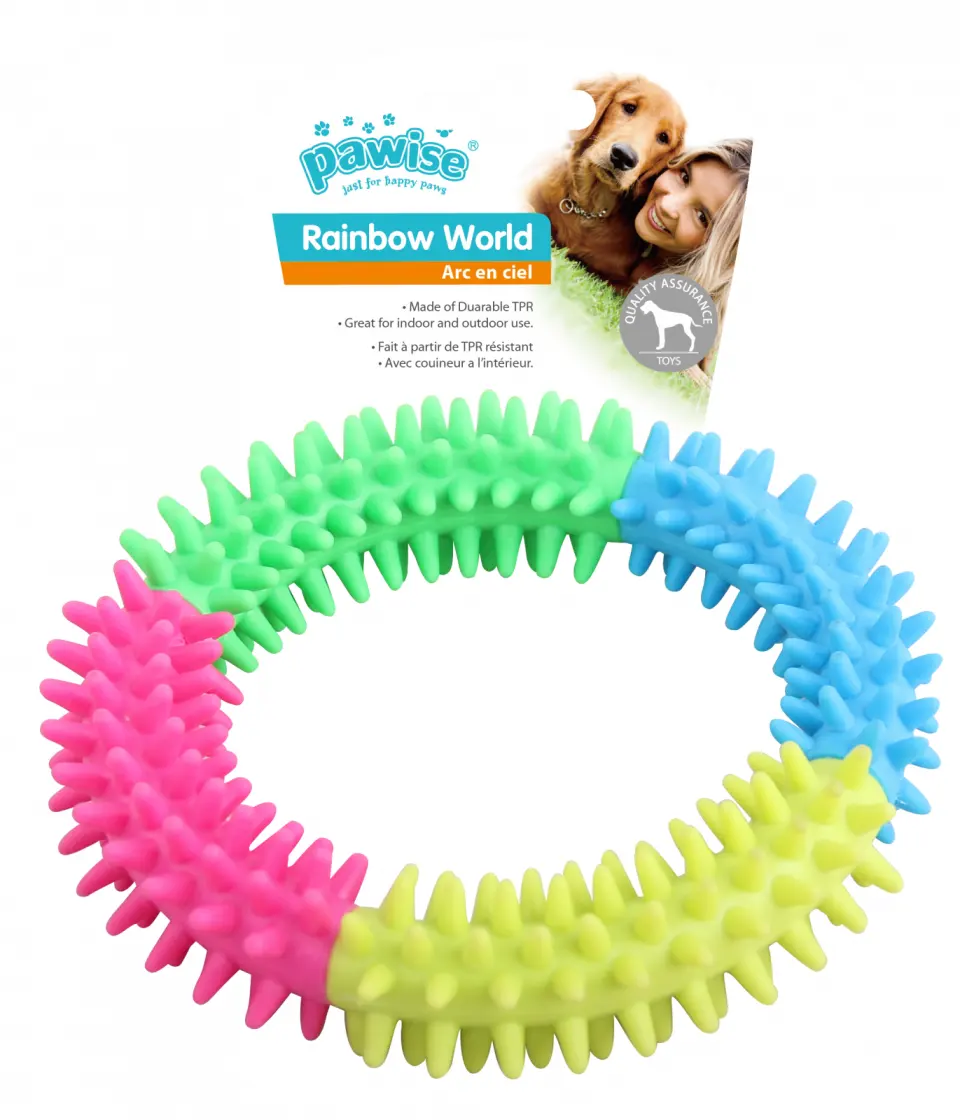 Pawise Rainbow M jucărie pentru câini: termoplastic, textură cu tepi