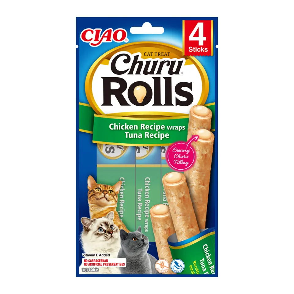 Churu Rolls Recompense pentru Pisici cu Pui si Ton