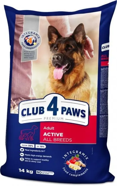 CLUB 4 PAWS Premium Active, Pui, hrană uscată câini, activitate intensă