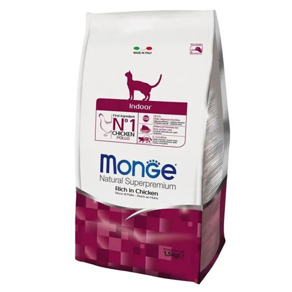Hrana uscata pisici, Monge Natural Indoor, Pui, 1.5 kg