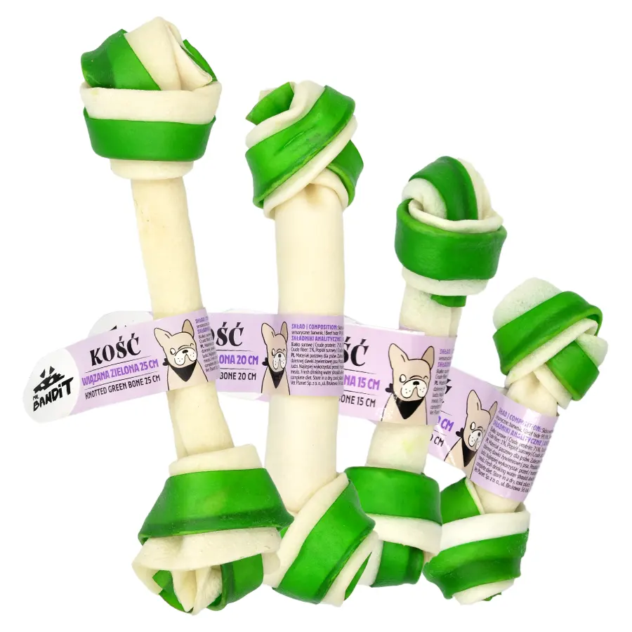 Recompense pentru caini Mr. Bandit Knotted Bone, os innodat verde de 25 cm