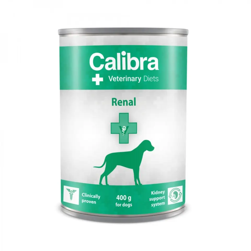 CALIBRA Veterinary Diets Renal, XS-XL, Pui, dietă veterinară, conservă hrană umedă câini, sistem renal, (pate), 400g