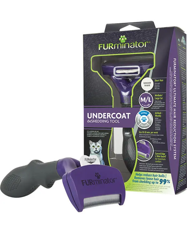 Trimmer profesional Furminator pisici, blana scurta - M-L
