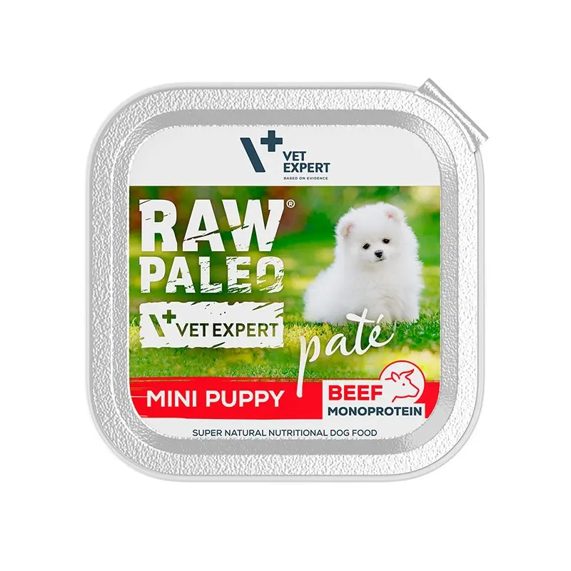 Hrana umeda pentru caini, puppy, RAW PALEO PATE, vita, 150 g