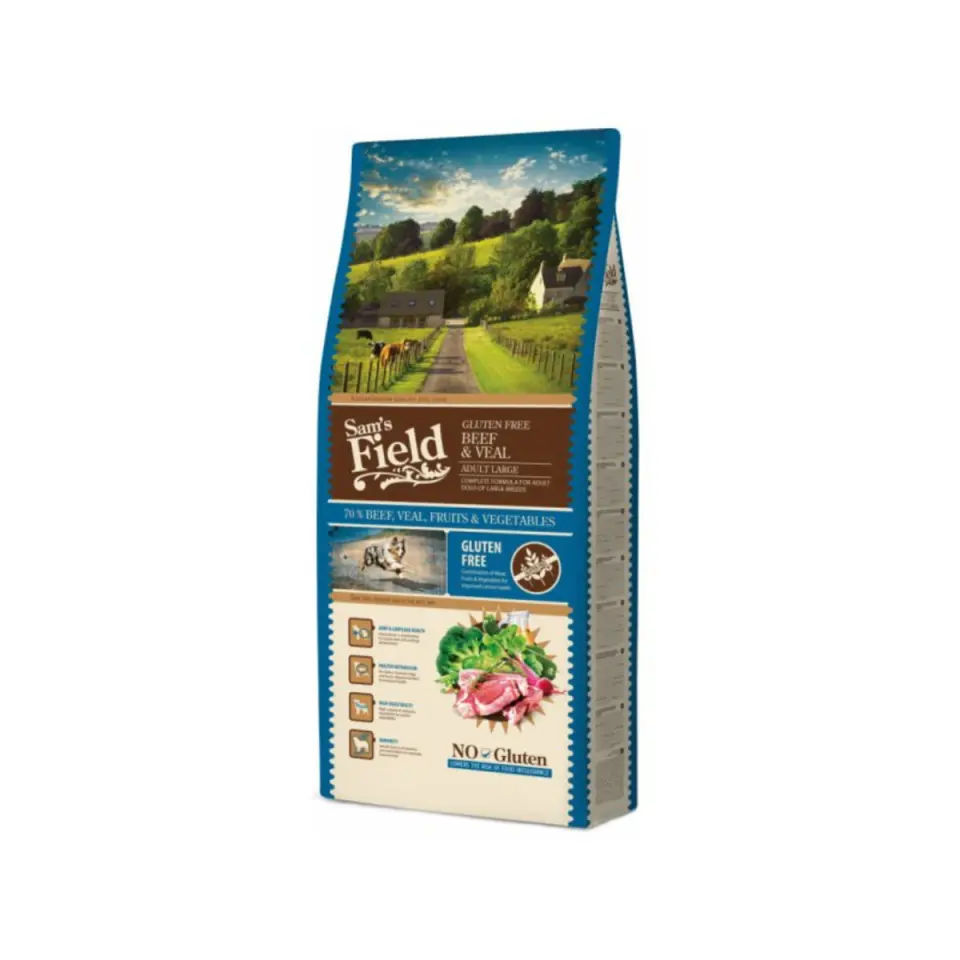 SAM'S FIELD Adult Large, L-XL, Vită și Vițel, hrană uscată câini, 13kg