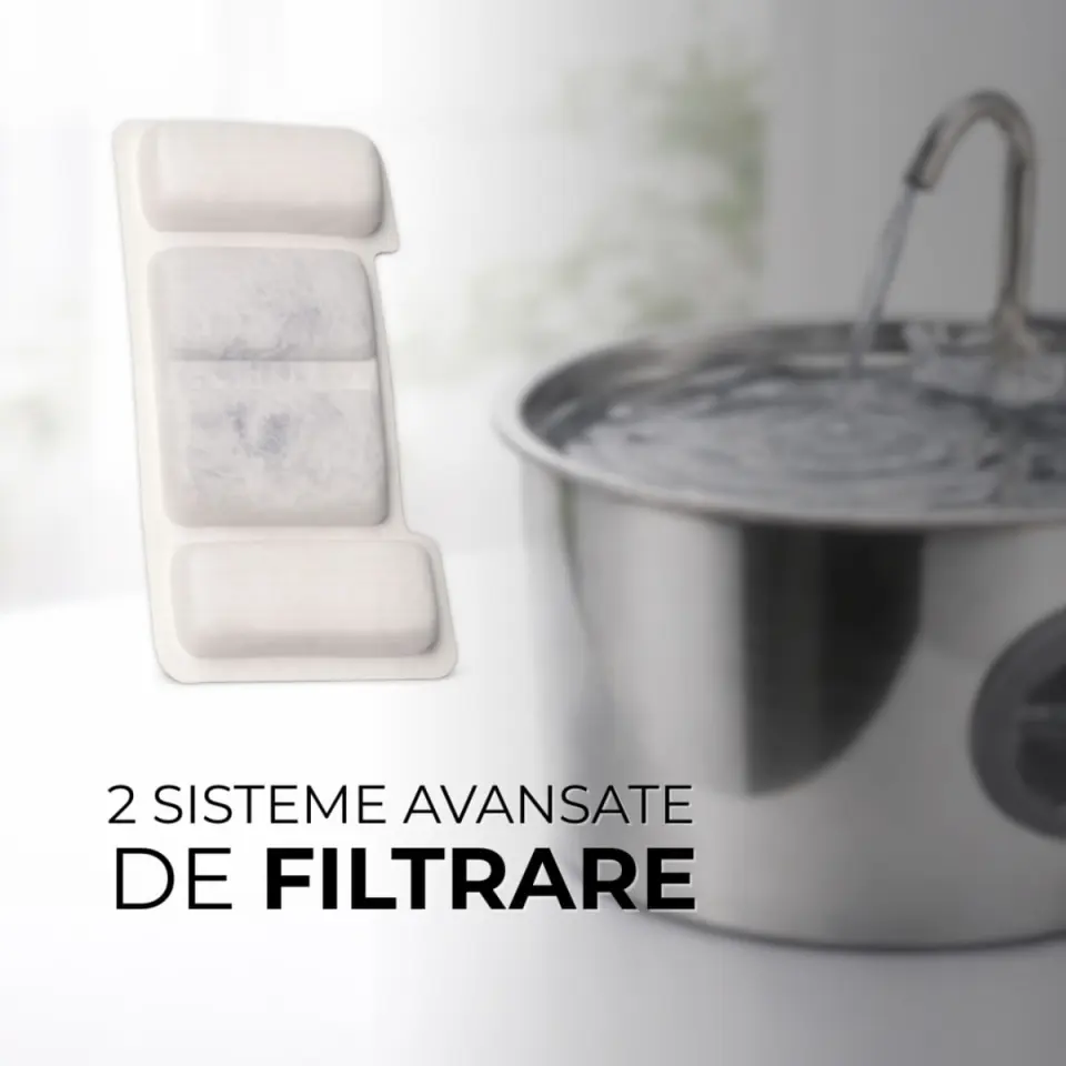 PETSON Filtre de schimb Petson AquaPet Steel sistem de filtrare în 4 straturi, filtre fântână câini și pisici, 1buc