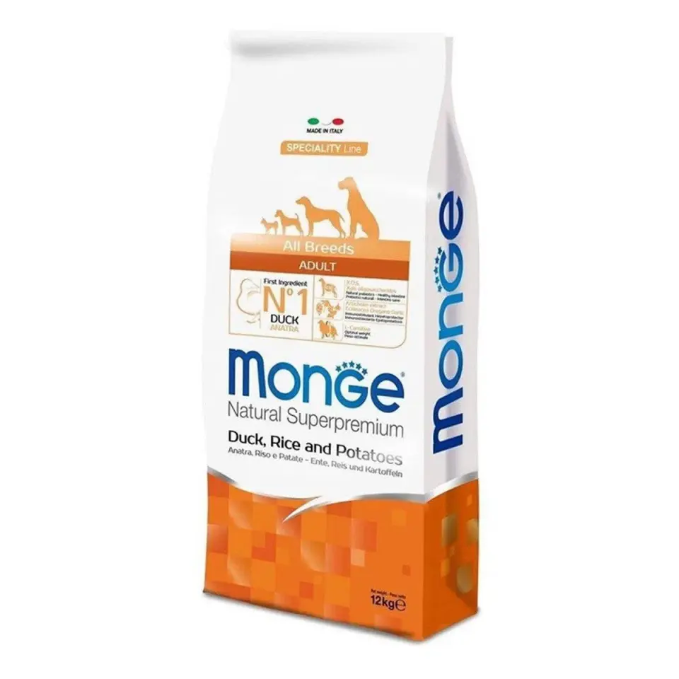 Hrana uscata caini, Monge Natural Superpremium All Breeds Adult, Rata, Orez & Cartofi, 12 kg
