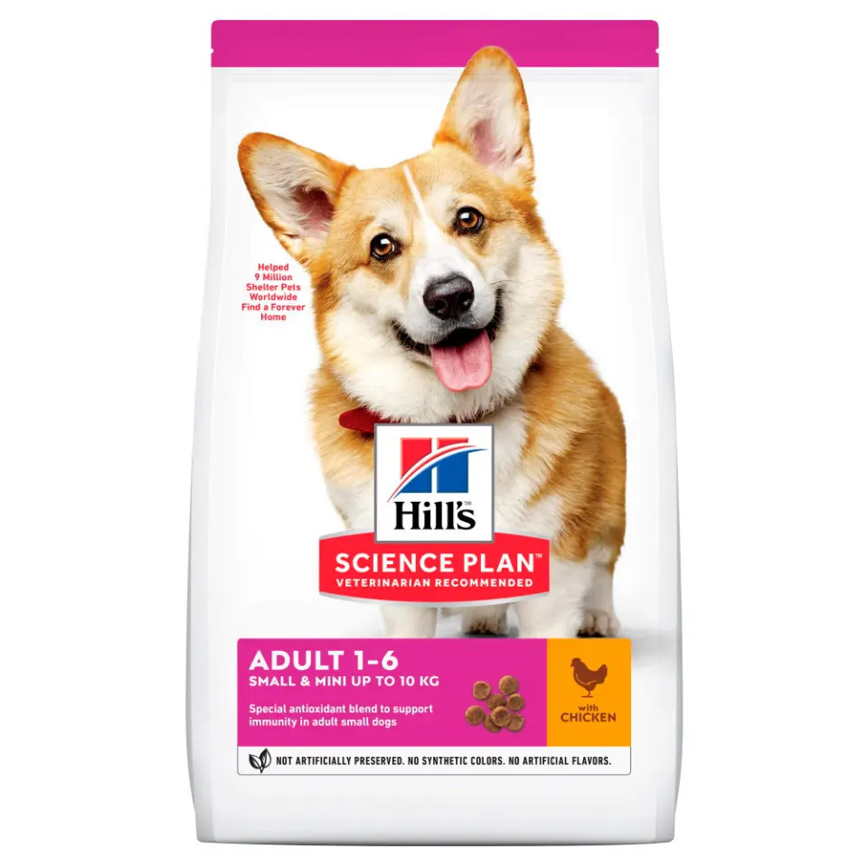 Hills SP CANINE ADULT S&M CHK, hrana uscata pentru caini adulti de talie mica si mini, cu pui, 10 KG