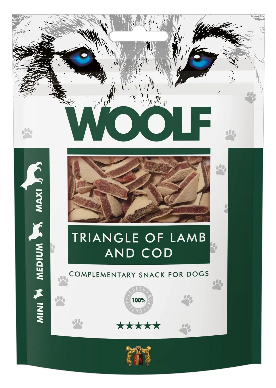 WOOLF DOG SNACKS Lamb and Cod Triangle 100g