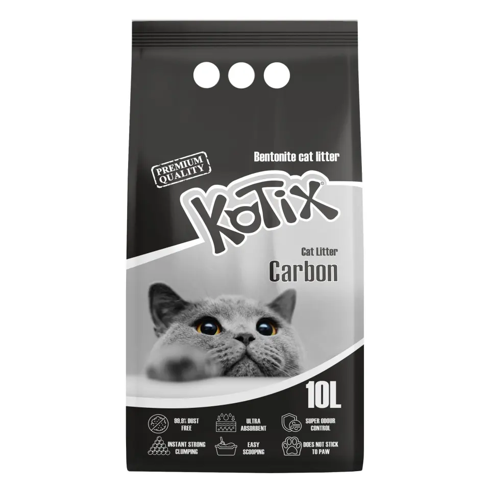 Asternut igienic pentru pisici Kotix, 10 L, aroma Carbune Activ