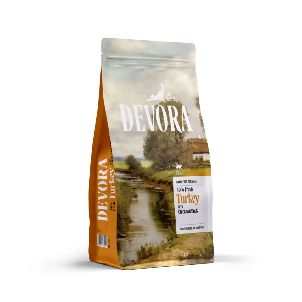 DEVORA, Curcan și Rață, hrană uscată fără cereale pisici, 2kg