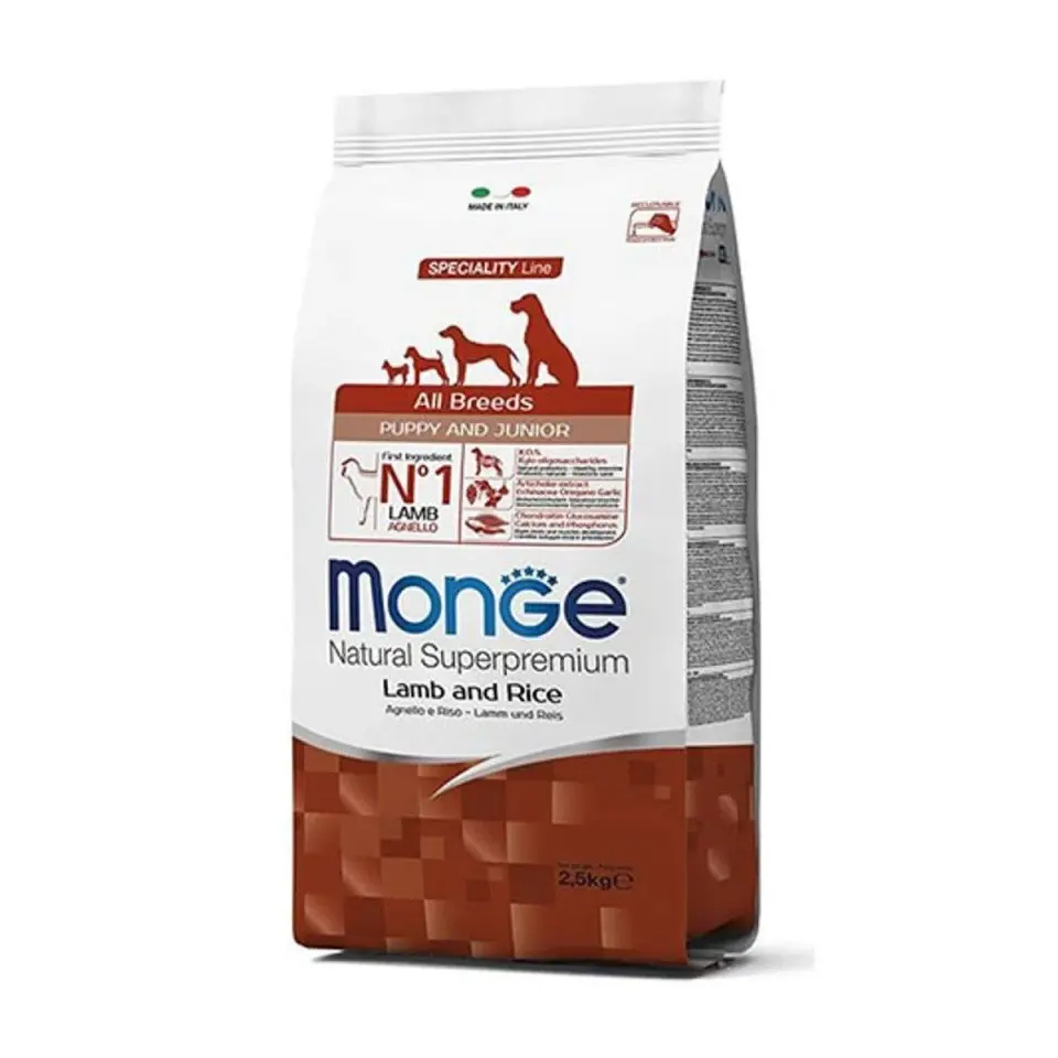 Hrana uscata caini, Monge Natural Superpremium All Breeds Puppy, Miel & Orez, 12 kg