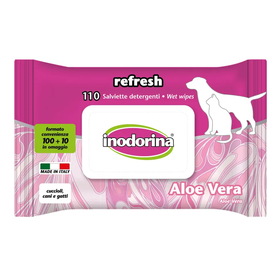 Inodorina Șervețele umede pentru animale: Aloe vera, 110 bucăți
