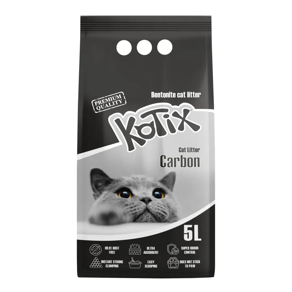 Asternut igienic pentru pisici Kotix, 5 L, aroma Carbune Activ