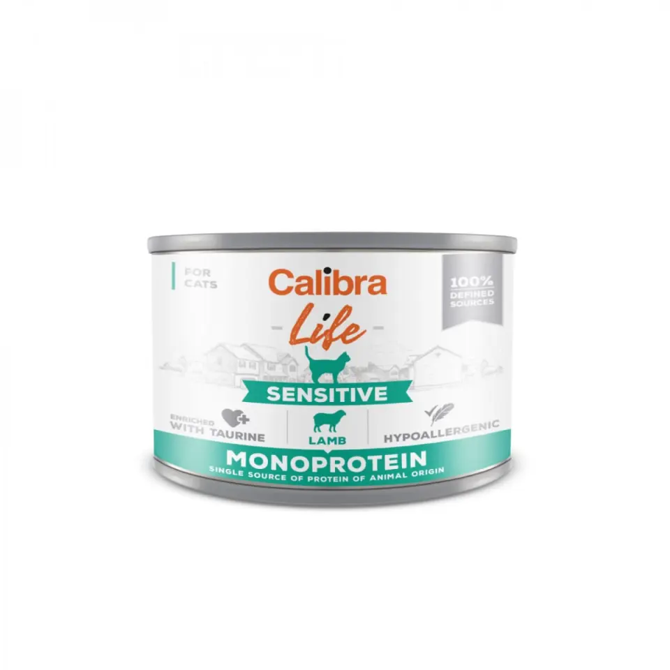 CALIBRA Life Sensitive, Miel, conservă hrană umedă monoproteică fără cereale pisici, (pate), 200g