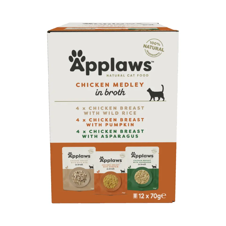 Hrana umeda pisici, Applaws Cat Adult Selectie Pui, Multipack Plicuri, 12 x 70 g
