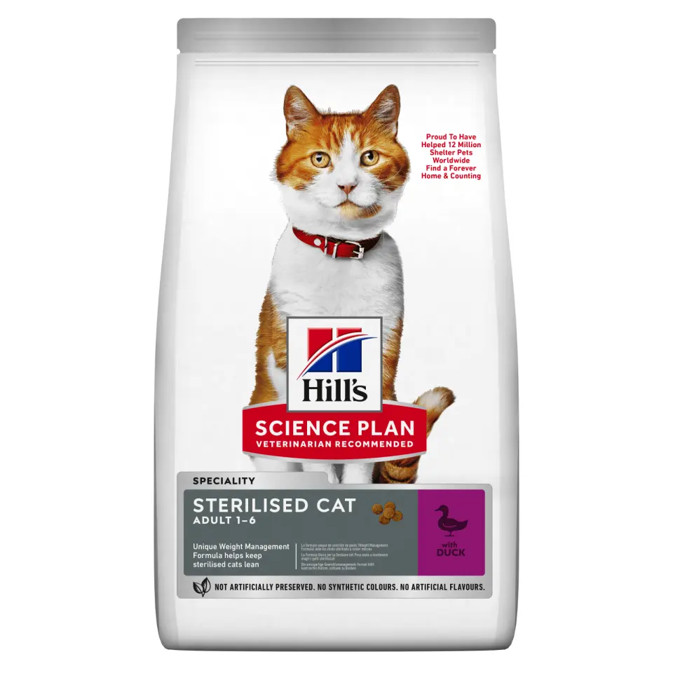 HILL'S SCIENCE PLAN Young Adult Sterilised, Rață, hrană uscată pisici sterilizate HILL'S SCIENCE PLAN Adult Sterilised, Rață, hrană uscată pisici sterilizate, 10kg