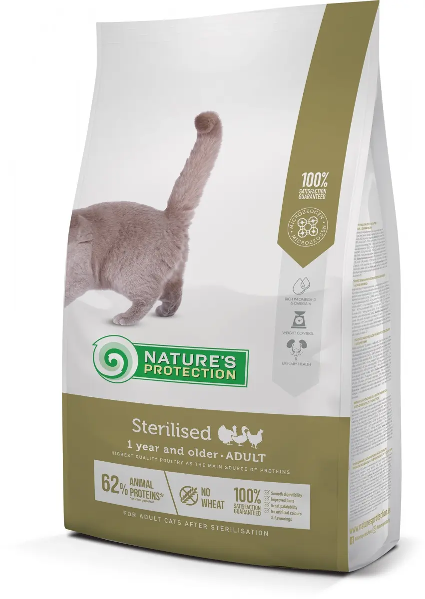 Nature's Protection Cat Sterilised, pui, hrana uscata pentru pisici adulte sterilizate, 400 g
