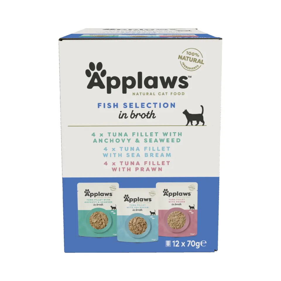 Hrana umeda pisici, Applaws Cat Adult Selectie Peste, Multipack Plicuri, 12 x 70 g
