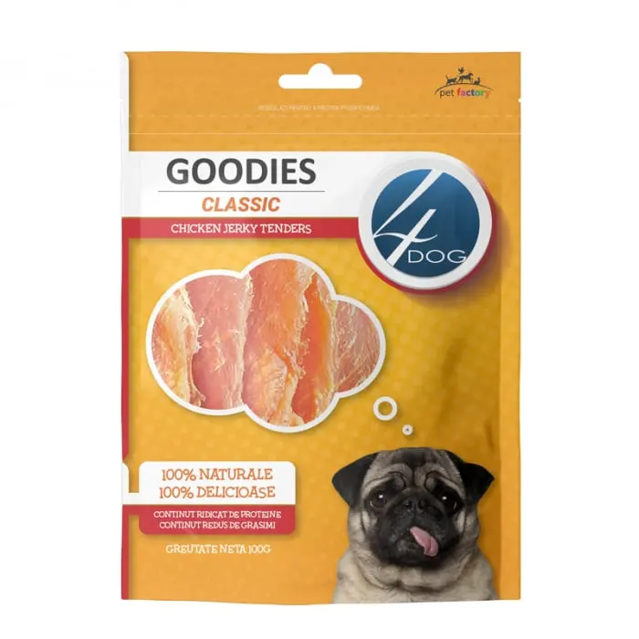 Recompense pentru caini Goodies Classic Chicken Jerky Tenders 100 gr
