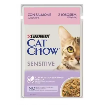 Hrana umeda pentru pisici Cat Chow Sensitive cu somon 85 gr