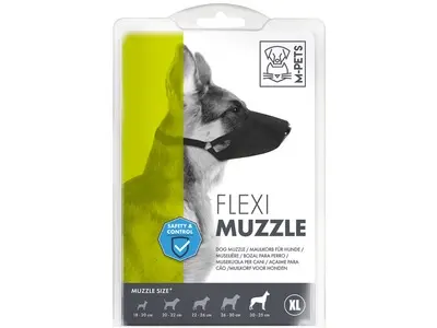 Botnita moale pentru caini, FLEXI M-PETS, textil negru, S