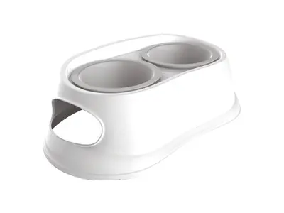 Castron dublu din plastic, pentru caini, M-PETS, 2 x 800 ml-10550501