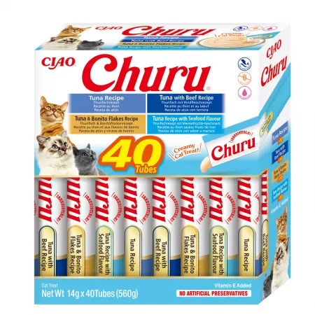Churu Cat Varieties Recompense Cremoase cu Ton 40 buc