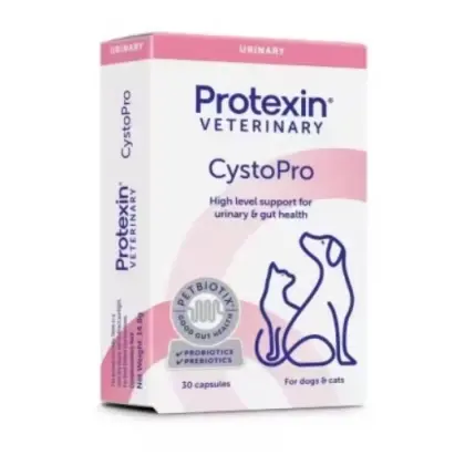 Protexin CystoPro, supliment pentru sănătatea tractului urinar la câini și pisici: 20 mg proantocianidine, 125 mg N-acetil-D-glucozamină